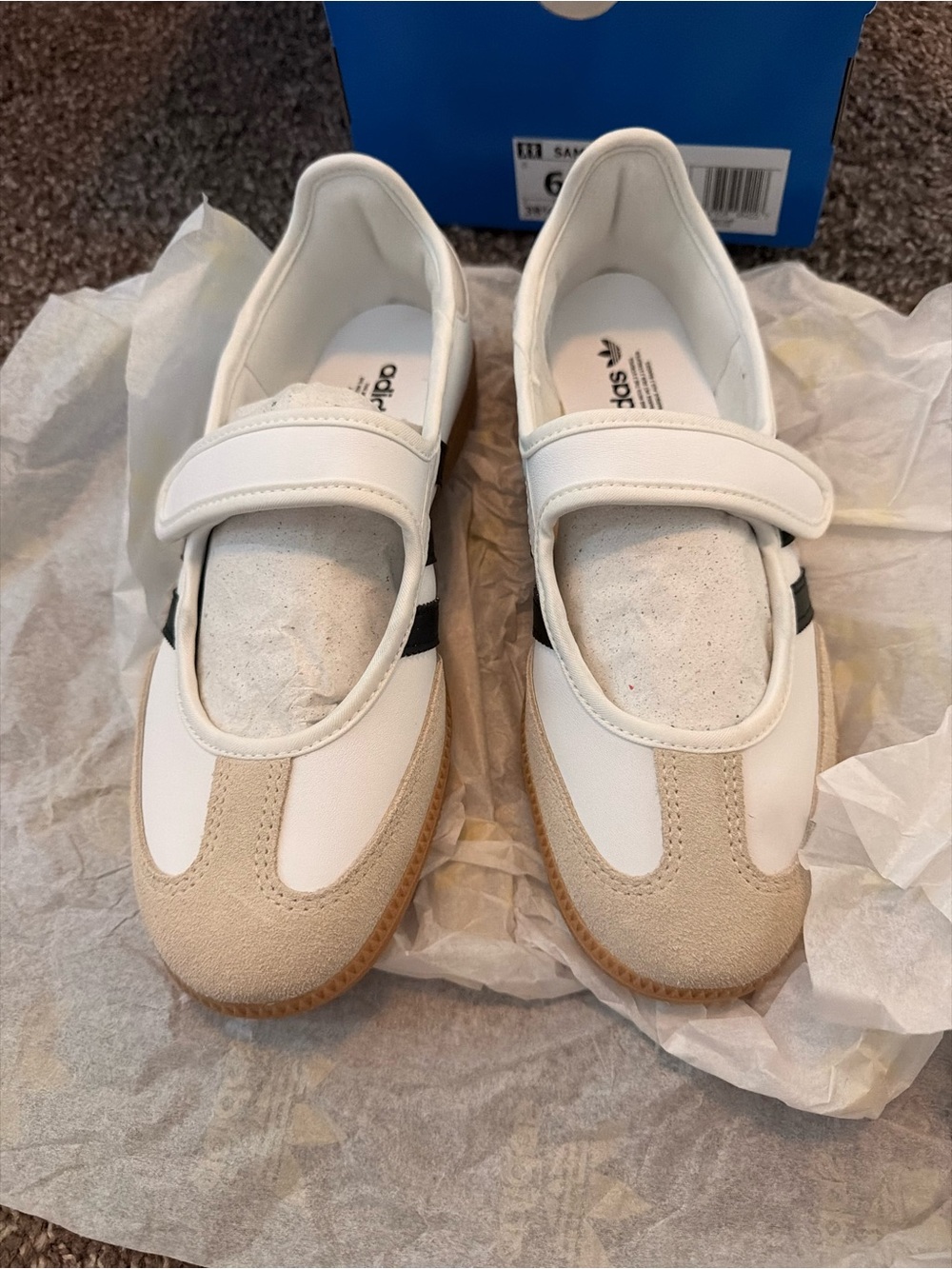 adidas Originals White Beige Black Mary Jane Sneaker with Strap